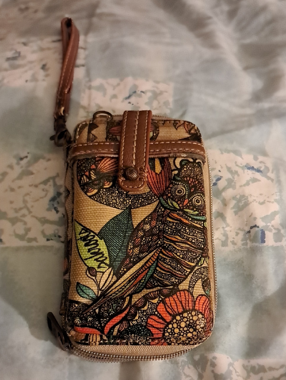 Sakroots Floral owl wristlet